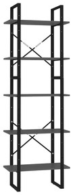 vidaXL Βιβλιοθήκη με 5 Ράφια Γκρι 60 x 30 x 175 εκ. από Επεξ. Ξύλο