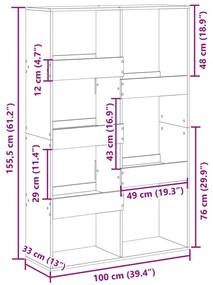 Βιβλιοθήκη Αρτισιανή Δρυς 100x33x155,5εκ από Επεξεργασμένο Ξύλο - Καφέ