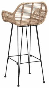 vidaXL Καρέκλα Μπαρ 2 pcs Φυσικό 55 x 52 x 105 εκ Καλάμι και Σίδερο