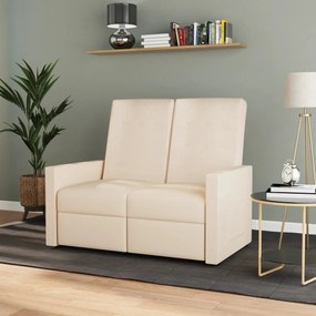 vidaXL Πολυθρόνα Διθέσια Ανακλινόμενη Κρεμ Υφασμάτινη