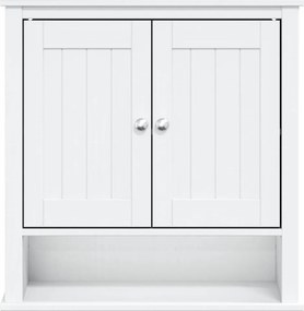 vidaXL Ντουλάπι Μπάνιου Επιτοίχιο BERG Λευκό 69,5x27x71,5εκ Μασίφ Ξύλο