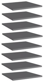 vidaXL Ράφια Βιβλιοθήκης 8 τεμ. Γυαλ. Γκρι 40x40x1,5 εκ. Επεξ.Ξύλο