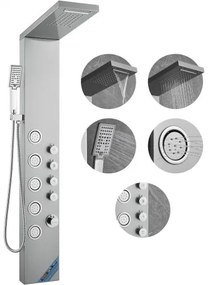 VEVOR Shower Panel System, 4 Shower Modes Shower Panel Tower, Rainfall, Waterfall, 5 Full Body Massage Jets and 3-Setting Handheld Shower Head with 59&quot; Hose, Stainless Steel Wall-Mounted Shower Set