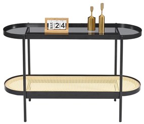 Κονσόλα SEITZ C18032 με Γυαλί TOP - Μέταλλο & Rattan σε Φυσικό 120x38x76Υεκ. 120x38x76 εκ.