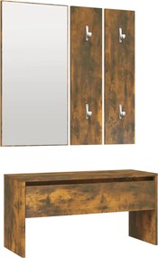 vidaXL Σετ Επίπλων Διαδρόμου Καπνιστή Δρυς από Επεξεργασμένο Ξύλο