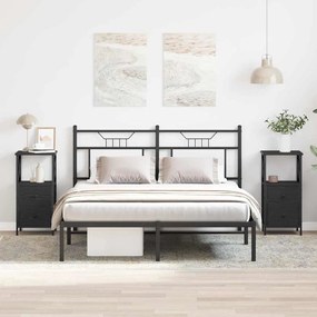 vidaXL Κομοδίνο με συρτάρι 2 pcs Μαύρη δρυς 34 x 35,5 x 70 εκ