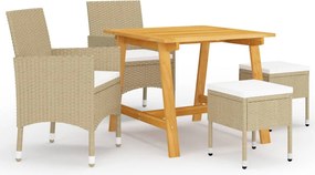 vidaXL Σετ Τραπεζαρίας Κήπου 5 Τεμαχίων Μπεζ