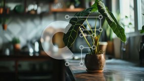 Intra Συλλεκτικό Ξύλινο Παζλ Plywood  4mm - Φυτό σε γλάστρα στον πάγκο της κουζίνας Σε Ξύλινο Κουτί - Διαστάσεις Puzzle: 10x10 cm – 25 κομμάτια