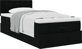vidaXL Οθωμανικό κρεβάτι με στρώμα Μαύρο 90x190cm Ύφασμα