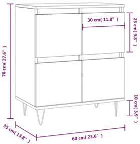 Ντουλάπι Γκρι Sonoma 60x35x70 εκ. από Επεξεργασμένο Ξύλο - Γκρι