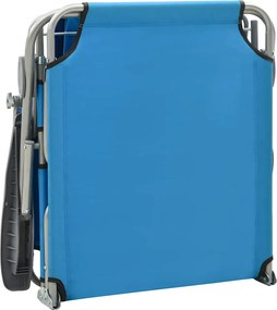vidaXL Ξαπλώστρα Μπλε Ατσάλινη με Σκίαστρο