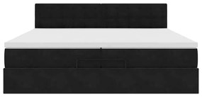 Οθωμανικό κρεβάτι με στρώματα &amp; LEDs Μαύρο 200x200cm Velvet 3312790