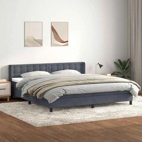 Κρεβάτι Boxspring με Στρώμα Σκούρο Γκρι 180x210 εκ. Βελούδινο - Γκρι