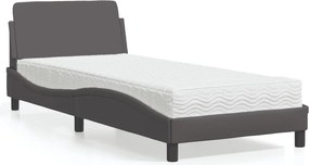 vidaXL Κρεβάτι με Στρώμα Dover Γκρι 90x190 εκ. από Συνθετικό Δέρμα