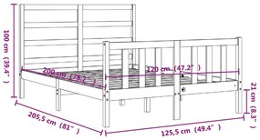 ΠΛΑΙΣΙΟ ΚΡΕΒΑΤΙΟΥ ΜΕ ΚΕΦΑΛΑΡΙ ΜΑΥΡΟ 120X200 ΕΚ. ΜΑΣΙΦ ΞΥΛΟ 3191905