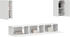 vidaXL Σετ επίπλου τηλεόρασης Επιτοίχιο 5 pcs Λευκό Επεξεργασμένο ξύλο