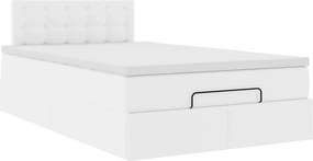 vidaXL Ottoman Κρεβάτι με στρώματα &amp; LED Καθαρό Λευκό Faux Leather