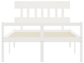 vidaXL Κρεβάτι Ηλικιωμένου με Κεφαλάρι 140 x 190 εκ. Λευκό Μασίφ Ξύλο
