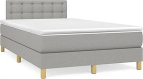 vidaXL Κρεβάτι Boxspring με Στρώμα Ανοιχτό Γκρι 120x190 εκ. Υφασμάτινο