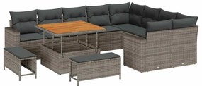 vidaXL Σετ Καναπέ Κήπου 12 pcs Γκρι συνθετικό ρατάν