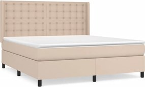 vidaXL Κρεβάτι Boxspring με Στρώμα Καπουτσίνο 160x200εκ.από Συνθ.Δέρμα