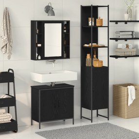vidaXL Ντουλάπα Νιπτήρα Μπάνιου  Μαύρο Δρυ 60x30x60 εκ. Επεξεργασμένο Ξύλο