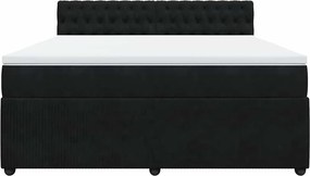 vidaXL Κρεβάτι Boxspring με Στρώμα Μαύρο 180x200 εκ. Βελούδινο