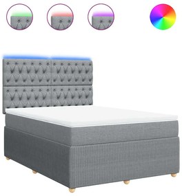 vidaXL Κρεβάτι Boxspring με Στρώμα Ανοιχτό Γκρι 140x200 εκ. Υφασμάτινο