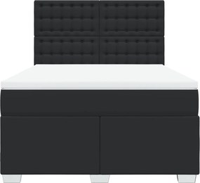 vidaXL Κρεβάτι Boxspring με Στρώμα Μαύρο 140x200εκ.από Συνθετικό Δέρμα