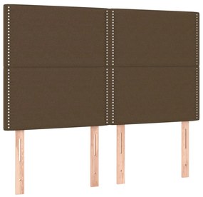 vidaXL Κρεβάτι Boxspring με Στρώμα &amp; LED Σκ.Καφέ 140x200 εκ Υφασμάτινο