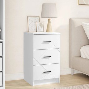 vidaXL Κομοδίνο με συρτάρι Λευκό 38 x 38 x 66 εκ Επεξεργασμένο ξύλο