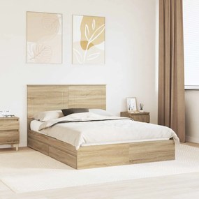vidaXL Κρεβάτι Αποθήκης Δρύς Sonoma 150 x 200 cm Επεξεργασμένο ξύλο