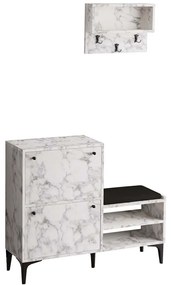 Έπιπλο Εισόδου Bred 393MRD1514 110x35x92cm Marble Effect White-Black Πλαστικό,Μοριοσανίδα