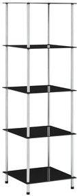 vidaXL Ράφι Διαφανές 5 Επιπέδων Μαύρο 40 x 40 x 130 εκ. Ψημένο Γυαλί