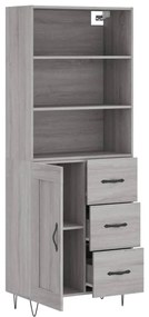 vidaXL Ντουλάπι Γκρι Sonoma 69,5 x 34 x 180 εκ. Επεξεργασμένο Ξύλο