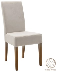 Καρέκλα Ditta pakoworld ύφασμα γκρι-πόδι μασίφ ξύλο καρυδί