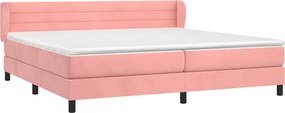 vidaXL Κρεβάτι Boxspring με Στρώμα Ροζ 200x200 εκ. Βελούδινο