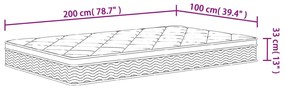 Στρώμα με Pocket Springs Μεσαία Plus Σκληρότητα 100x200 εκ. - Λευκό