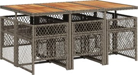 vidaXL Σετ Τραπεζαρίας Κήπου 7 τεμ. Γκρι Συνθ. Ρατάν με Μαξιλάρια