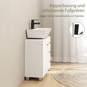 Ντουλάπι κάτω από νιπτήρα, 2 ράφια, 3 συρτάρια, δομή MDF, λευκό