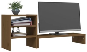vidaXL Βάση Οθόνης Καφέ 81x20x30 εκ. από Μασίφ Ξύλο Πεύκου