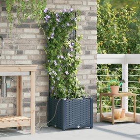 vidaXL Γλάστρες Κήπου 1 τεμ Καφασωτό Γκρι 40 x 40 x 142 cm Πλαστικό