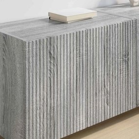 vidaXL Ντουλάπι Τηλεόρασης Τοίχου Επιτοίχιο 2 pcs Γκρίζο Σονομα