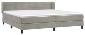 vidaXL Κρεβάτι Boxspring με Στρώμα Ανοιχτό Γκρι 200x200 εκ. Βελούδινο