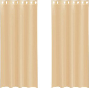 vidaXL Voile κουρτίνες με ροδέλες 2 τεμάχια Χρώμα Άμμου