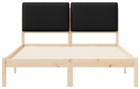 vidaXL Σκελετός Κρεβατιού με Επενδεδυμένο Κεφαλάρι Μαύρο 140 x 190 cm