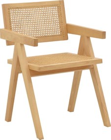 Πολυθρόνα Winslow pakoworld φυσικό rubberwood 52x59x79εκ