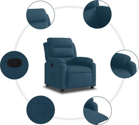 vidaXL Πολυθρόνα Ανακλινόμενη Μπλε Βελούδινη