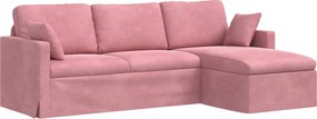 vidaXL Καναπές Ροζ 228 x 134 x 80 εκ Βελούδο