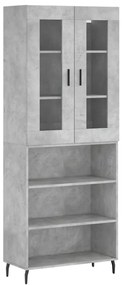 vidaXL Ντουλάπι Γκρι Σκυροδέματος 69,5x34x180 εκ. Επεξεργασμένο Ξύλο